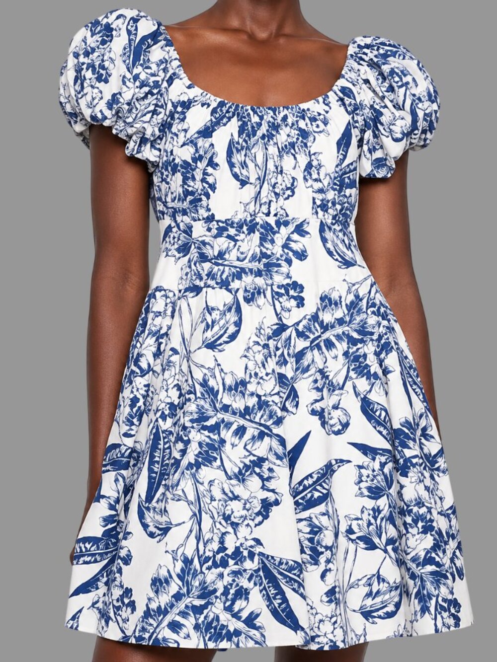 Abercrombie & Fitch Puff-Sleeve Mini Dress Floral Blue Small